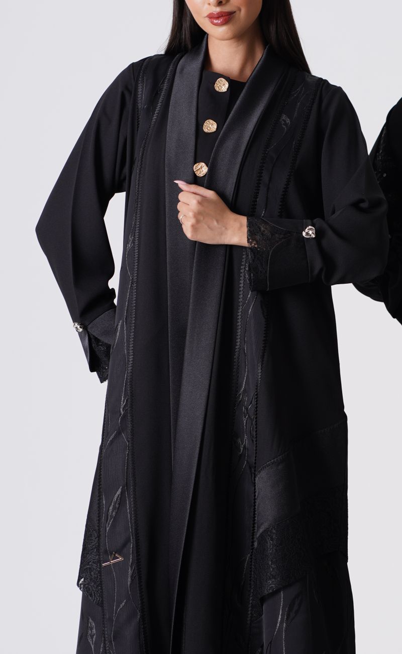 Abaya made of mixed fabric