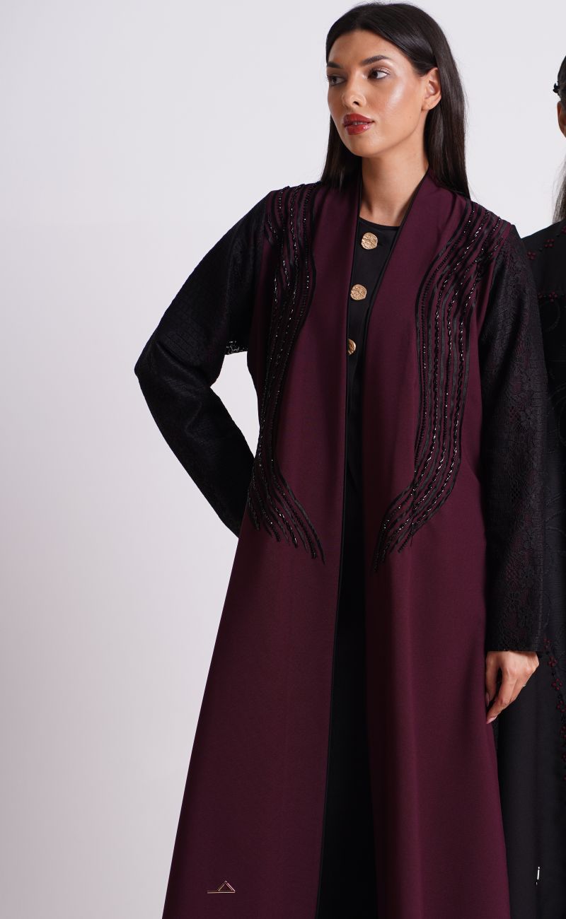 luxurious maroon abaya