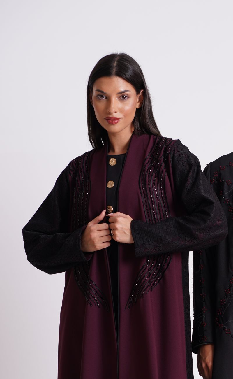 luxurious maroon abaya